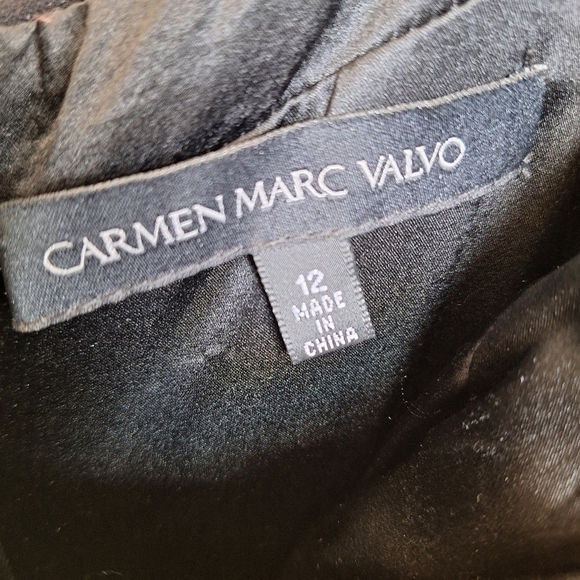 CARMEN MARC VALVO Scoop Neck Knee Length Black Dress Sz12 Bergdorf Goodman - Picture 3 of 10